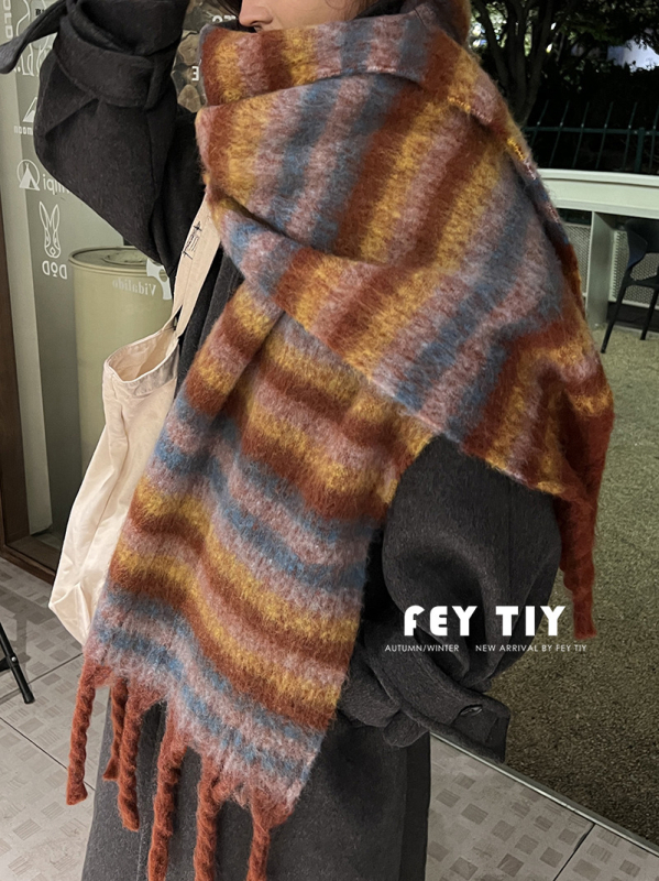 Șal din mohair gradient (100% mohair, iarnă, gros și cald, lansare toamnă 2025)