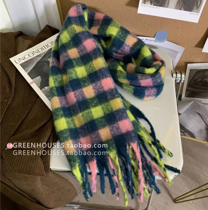 Șal din mohair gradient (100% mohair, iarnă, gros și cald, lansare toamnă 2025)