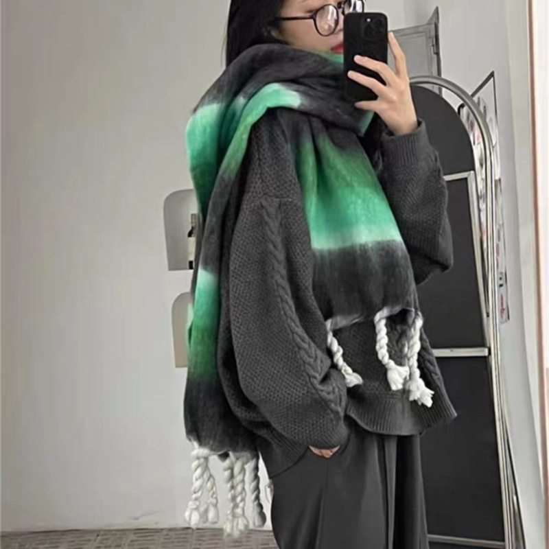 Șal din mohair gradient (100% mohair, iarnă, gros și cald, lansare toamnă 2025)