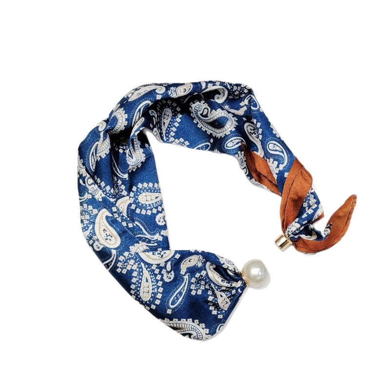 Vuneni kvadratni šal s magnetskim zatvaračem i perlenskim detaljem, francuski stil lagani luksuz za vrat i dekolte, svestran dodatak, ljeto 2025