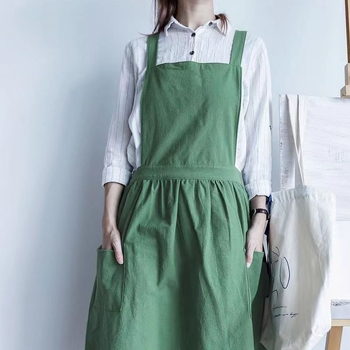 Priekšauts no 100% kokvilnas, bez piedurknēm, traipu izturīgs, svaigs stils, vienkrāsains dizains