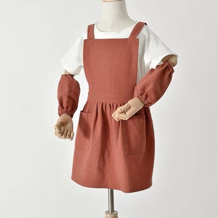 Priekšauts no 100% kokvilnas, bez piedurknēm, traipu izturīgs, svaigs stils, vienkrāsains dizains