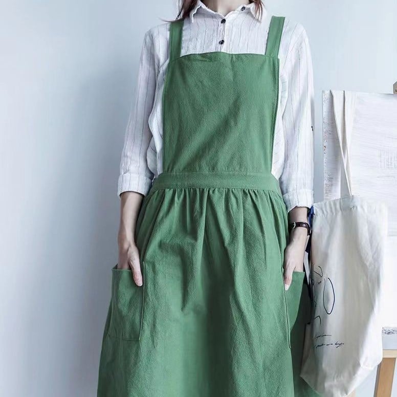 Priekšauts no 100% kokvilnas, bez piedurknēm, traipu izturīgs, svaigs stils, vienkrāsains dizains