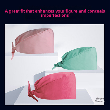 Operacinės patalpos kepurė suaugusiems, 100% medvilnė, karikatūrų raštas, kupolo formos viršus, plokščias kraštas, logotipo atspaudas, siūta