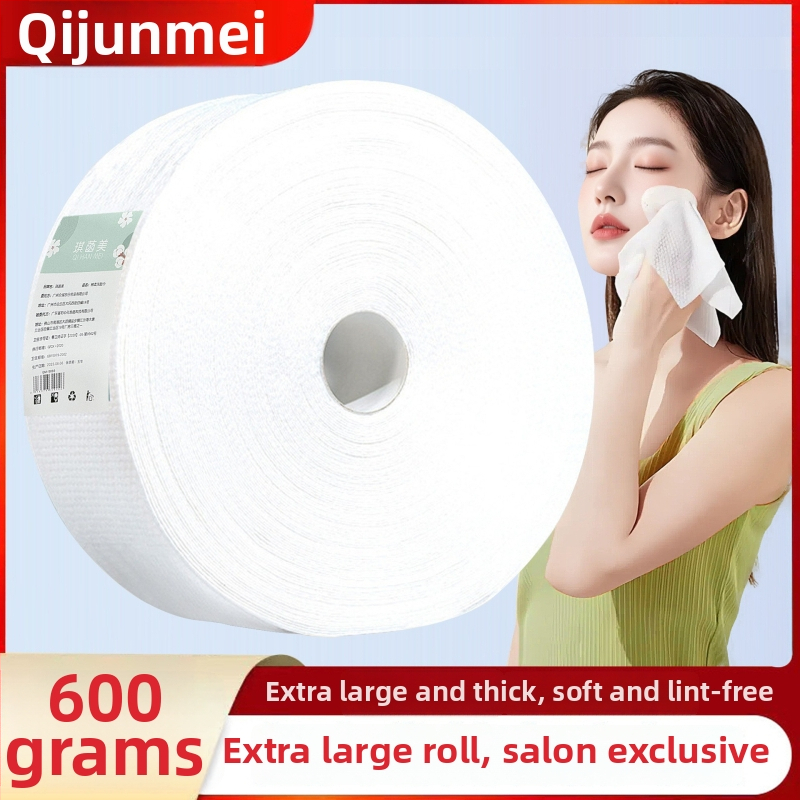Qi hanmei Eldobható pamut arc törölközők – vastagított, nagy tekercs, 600 g, szálmentes, szalonminőség, nagy tétel csomag