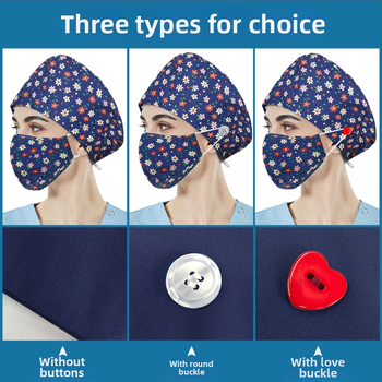 Unisex medvilninė chirurginė kepurė su spauda, plokščias viršus ir kraštas, skirta medicinos personalui, prekės ženklas Nianqing, pavasaris 2023