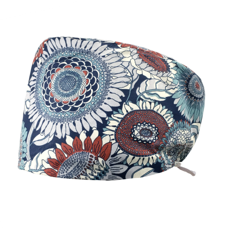 Unisex medvilninė chirurginė kepurė su spauda, plokščias viršus ir kraštas, skirta medicinos personalui, prekės ženklas Nianqing, pavasaris 2023