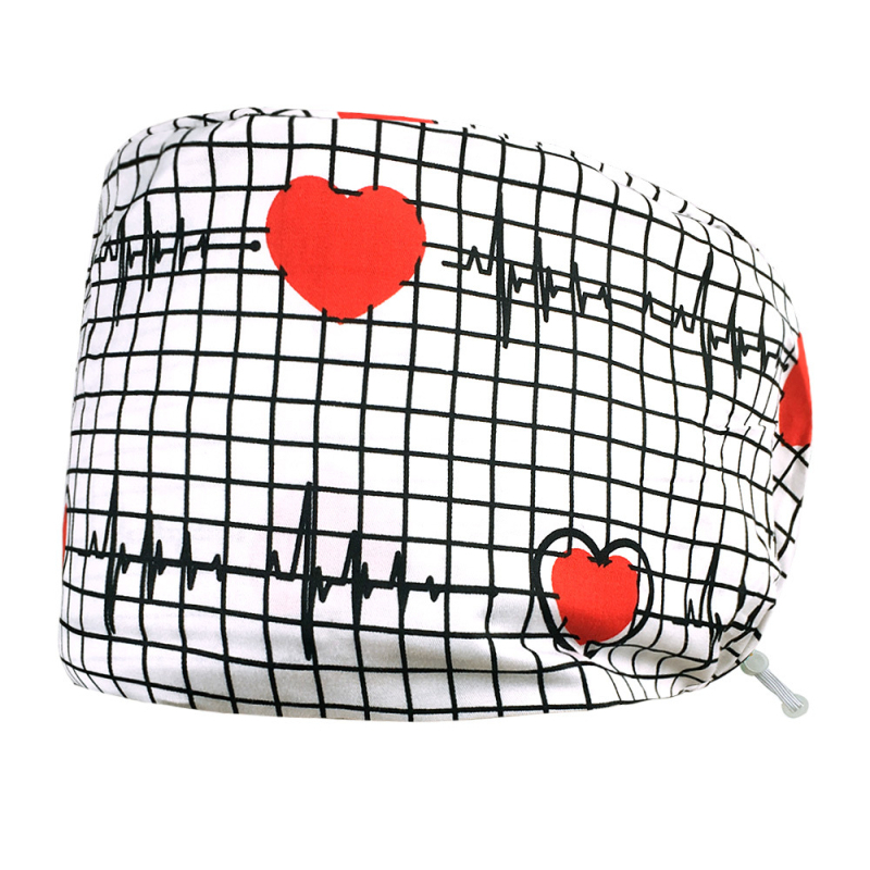 Unisex medvilninė chirurginė kepurė su spauda, plokščias viršus ir kraštas, skirta medicinos personalui, prekės ženklas Nianqing, pavasaris 2023