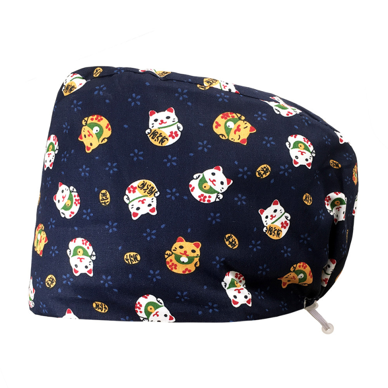 Unisex medvilninė chirurginė kepurė su spauda, plokščias viršus ir kraštas, skirta medicinos personalui, prekės ženklas Nianqing, pavasaris 2023