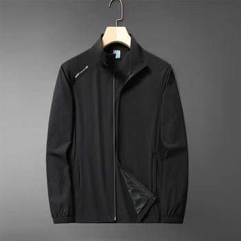 Jachetă pentru bărbați în vârstă - ușoară, croială lejeră, închidere cu fermoar, material din nailon amestec
