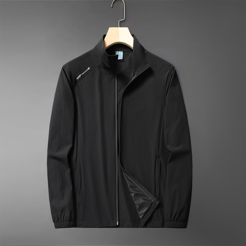 Jachetă pentru bărbați în vârstă - ușoară, croială lejeră, închidere cu fermoar, material din nailon amestec
