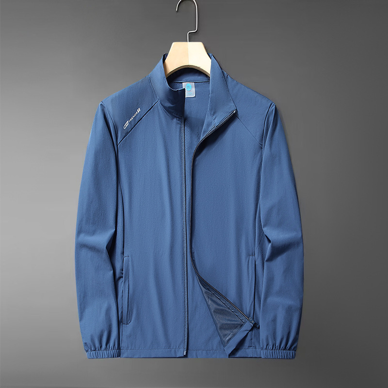 Jachetă pentru bărbați în vârstă - ușoară, croială lejeră, închidere cu fermoar, material din nailon amestec