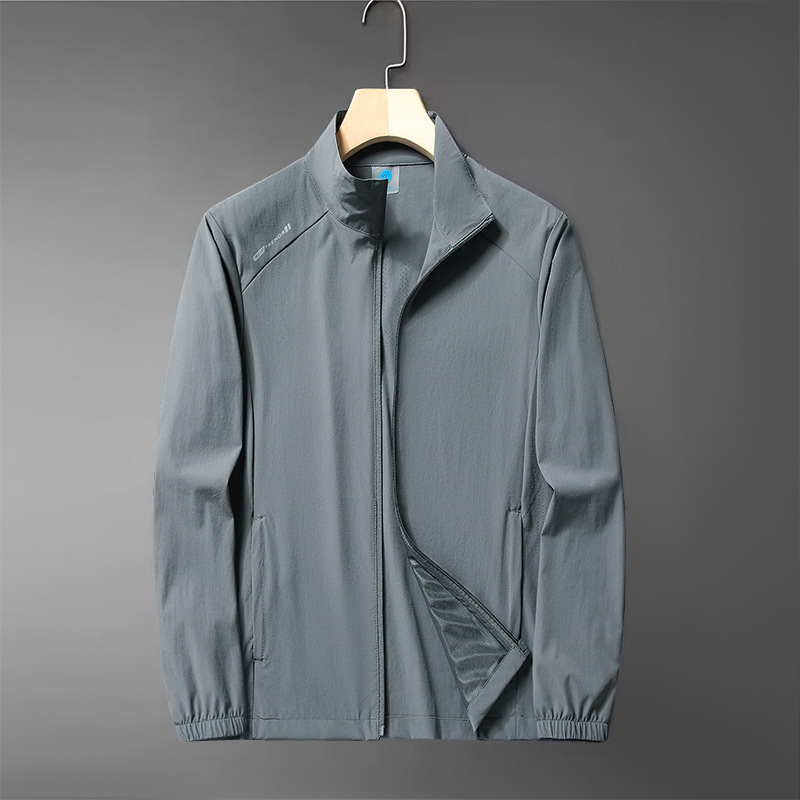 Jachetă pentru bărbați în vârstă - ușoară, croială lejeră, închidere cu fermoar, material din nailon amestec