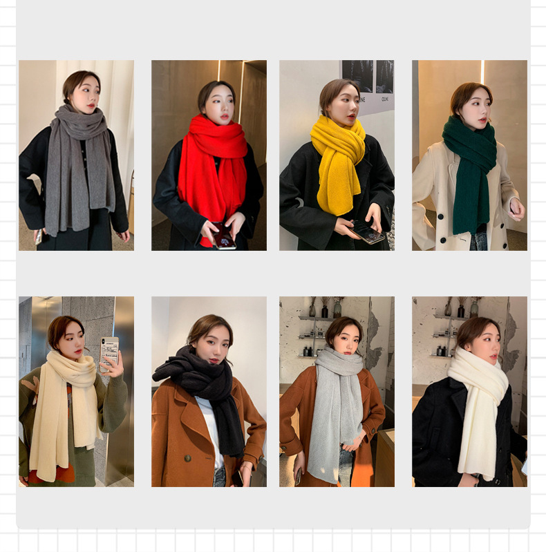 Zimski šal od umjetnog kašmira, akril, topao, minimalistički stil