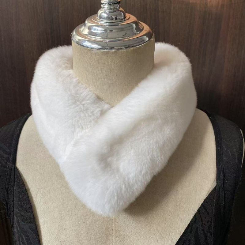 Korejski stil šal od prave Rex kuniće dlake, topao, 100% dlaka, glatko tkanje, dvostrani krzneni ovratnik