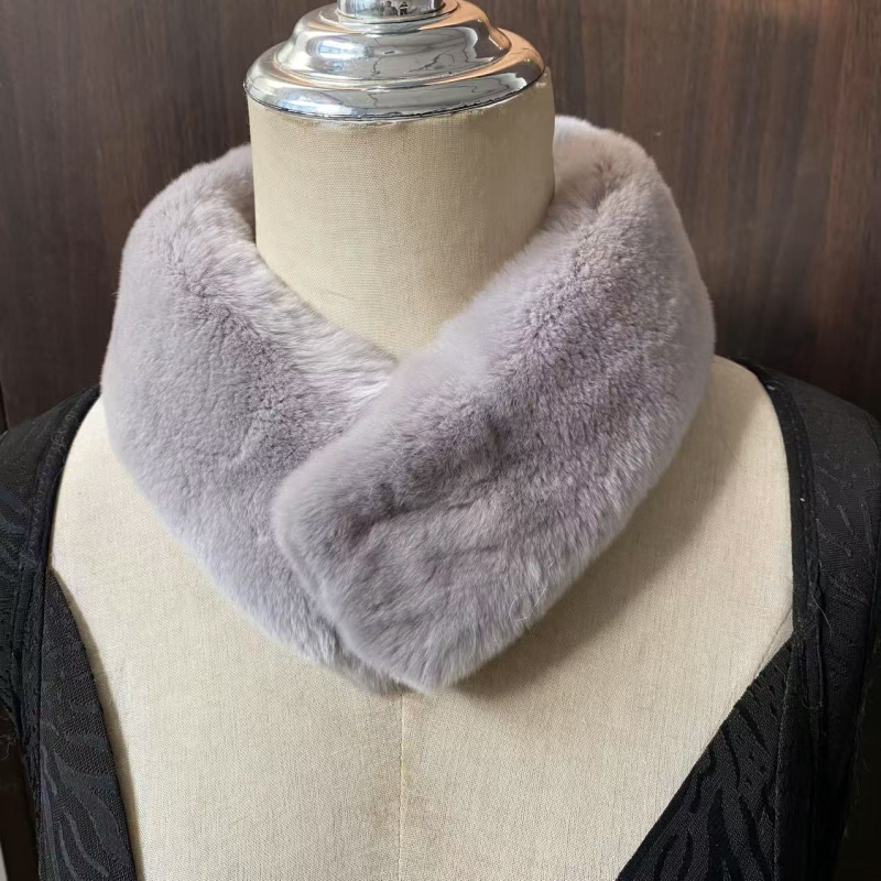 Korejski stil šal od prave Rex kuniće dlake, topao, 100% dlaka, glatko tkanje, dvostrani krzneni ovratnik