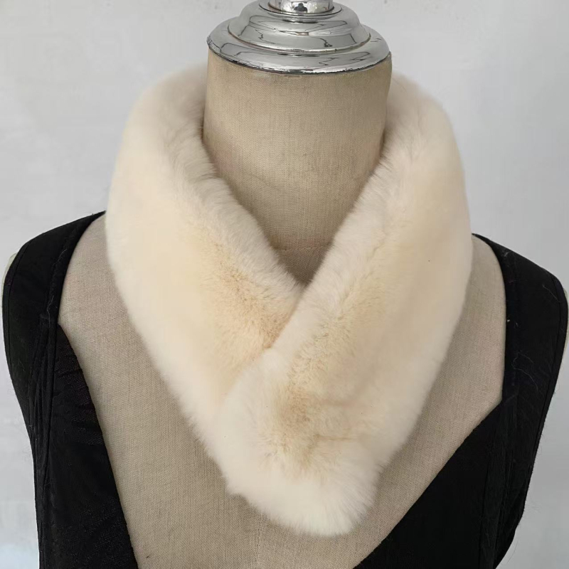Korejski stil šal od prave Rex kuniće dlake, topao, 100% dlaka, glatko tkanje, dvostrani krzneni ovratnik