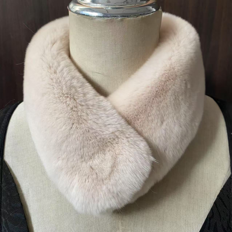 Korejski stil šal od prave Rex kuniće dlake, topao, 100% dlaka, glatko tkanje, dvostrani krzneni ovratnik