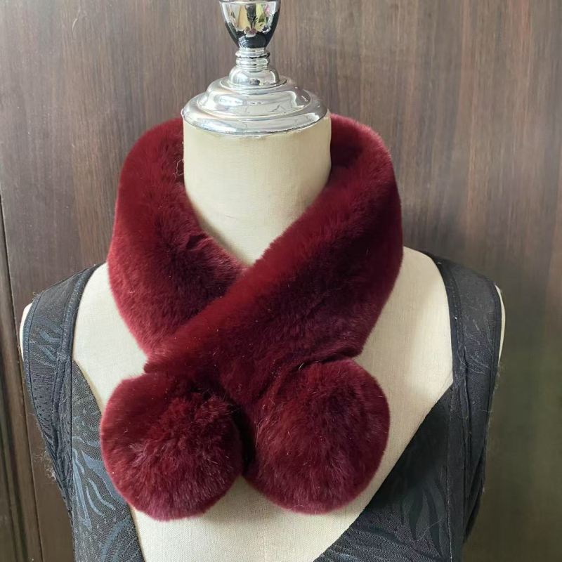 Korejski stil šal od prave Rex kuniće dlake, topao, 100% dlaka, glatko tkanje, dvostrani krzneni ovratnik