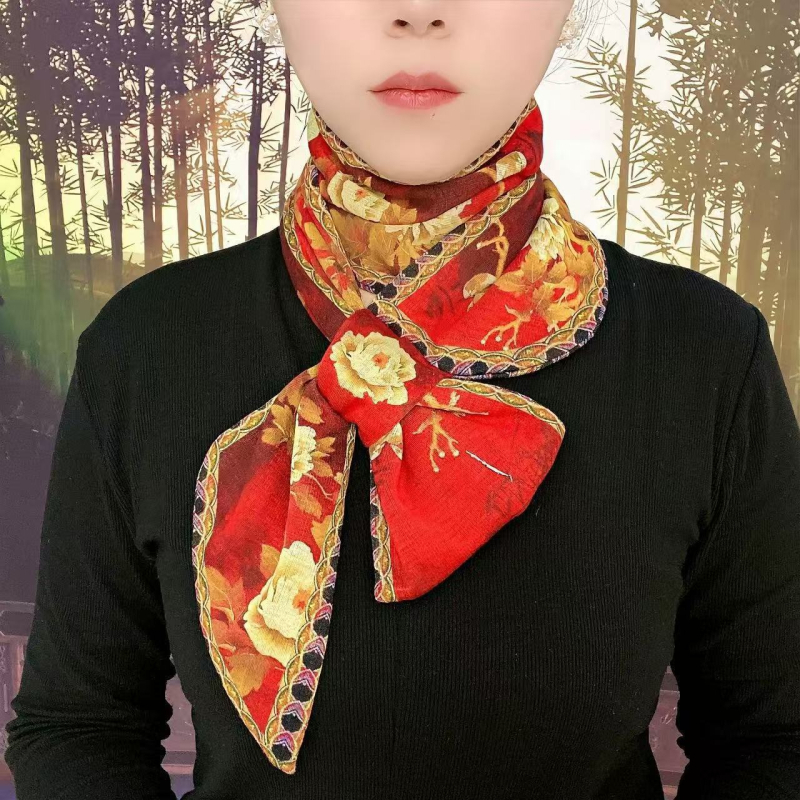 Дълъг шал за шията от полиестерно влакно, warp плетение, топъл за зимата, етно стил