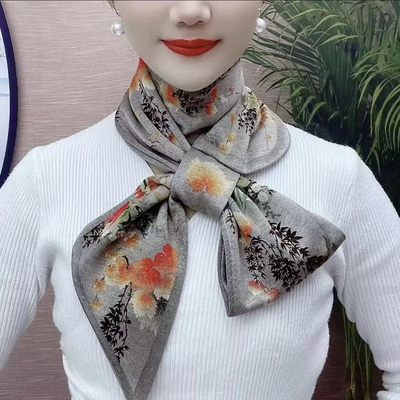 Дълъг шал за шията от полиестерно влакно, warp плетение, топъл за зимата, етно стил