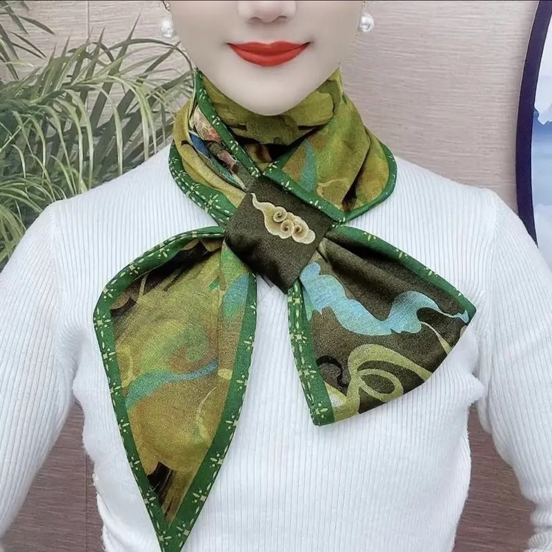 Дълъг шал за шията от полиестерно влакно, warp плетение, топъл за зимата, етно стил