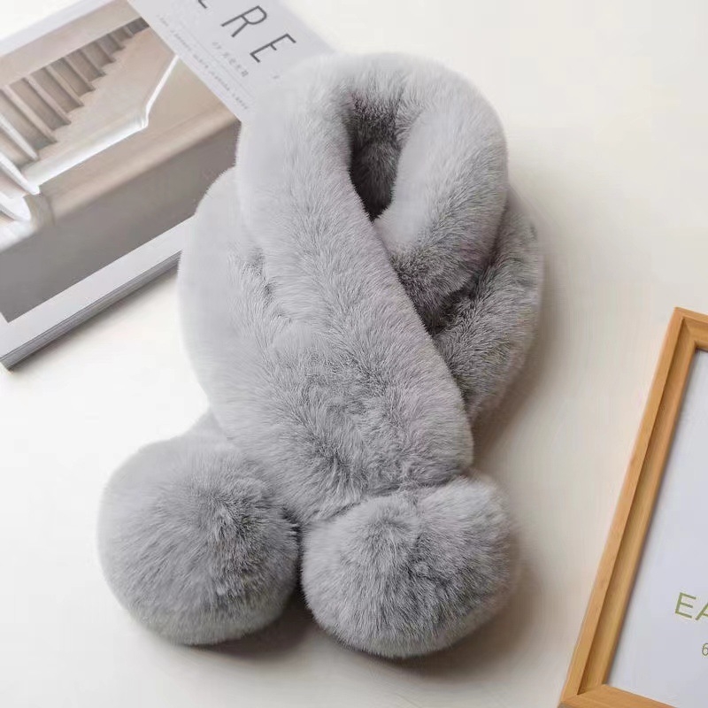 Šal od lažnog Rex krzna, akril, 21–30% sadržaj, drugi materijal vuna, warp pletene, ručna izrada, topao zimi