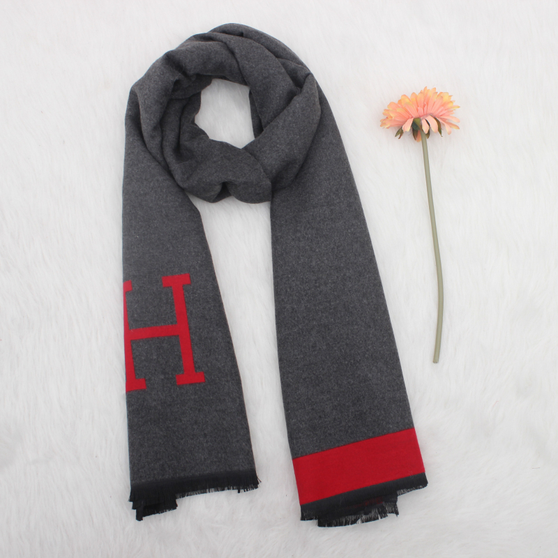 Ženski šal jacquard dvostrani s slovom H, imitacija kašmira, baza od poliestera, Jacquard obrada, topao