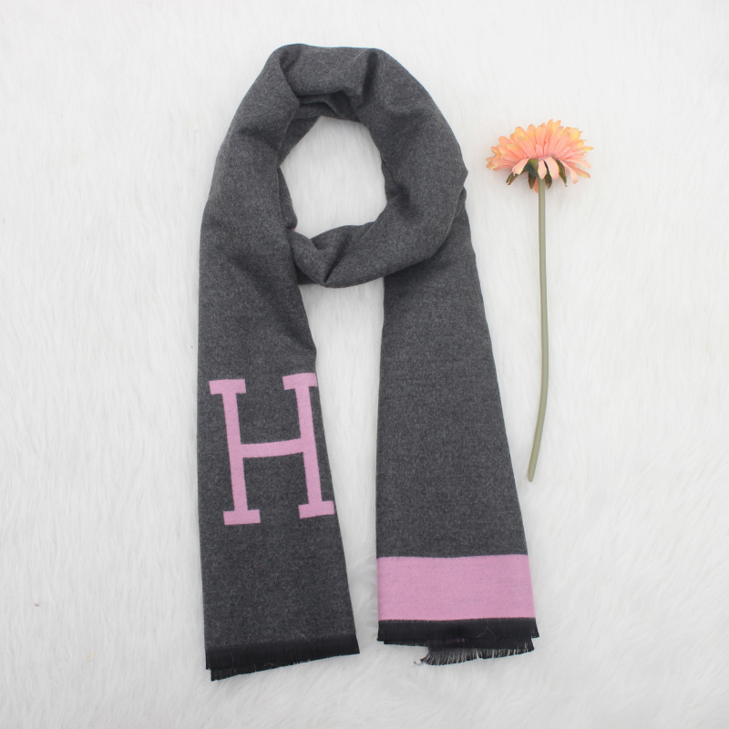 Ženski šal jacquard dvostrani s slovom H, imitacija kašmira, baza od poliestera, Jacquard obrada, topao