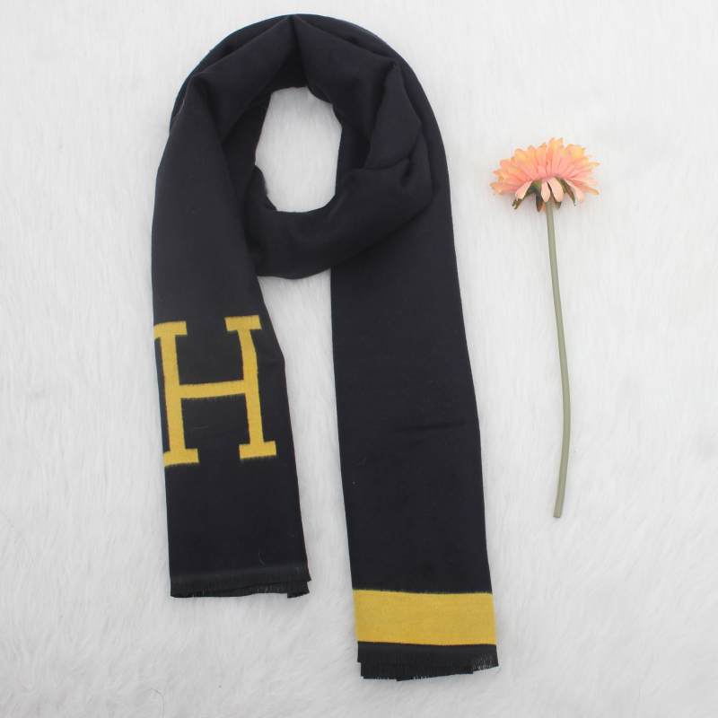 Ženski šal jacquard dvostrani s slovom H, imitacija kašmira, baza od poliestera, Jacquard obrada, topao