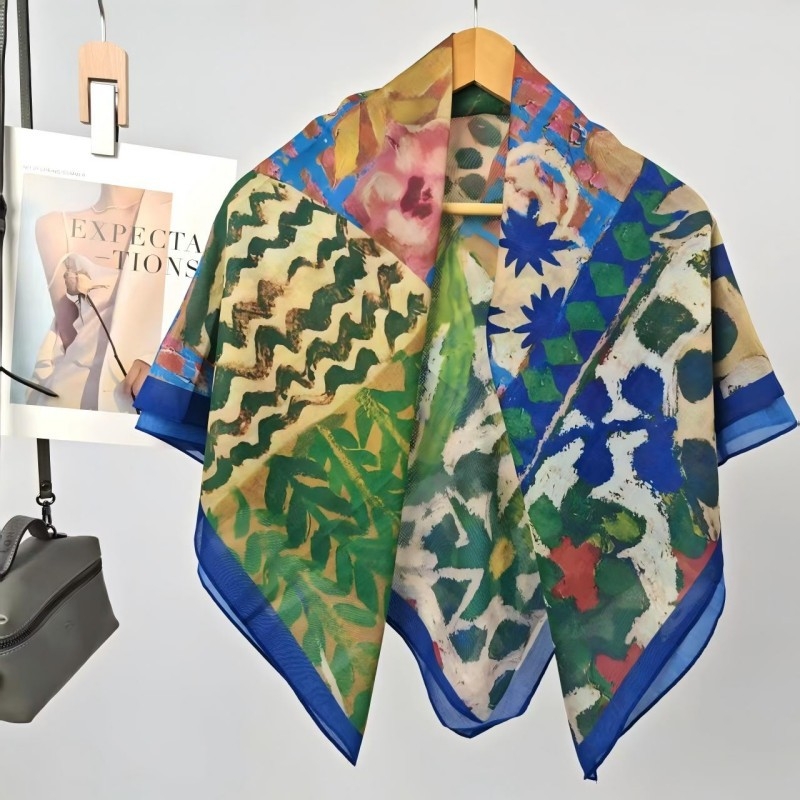 Шал Mercerized памук, проста тъкан, дигитален печат, персонализиран стил, лято 2025