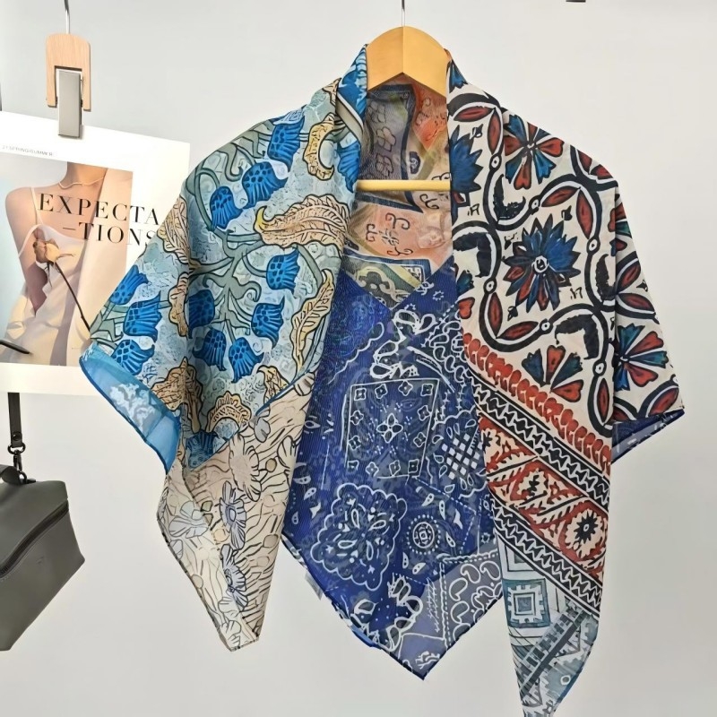 Шал Mercerized памук, проста тъкан, дигитален печат, персонализиран стил, лято 2025