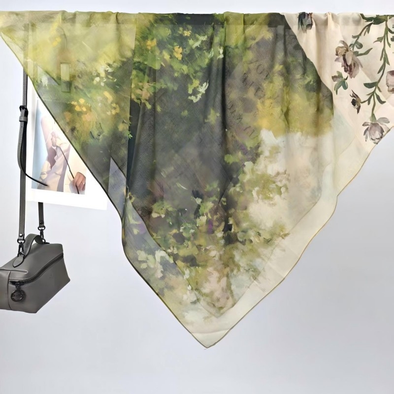 Шал Mercerized памук, проста тъкан, дигитален печат, персонализиран стил, лято 2025