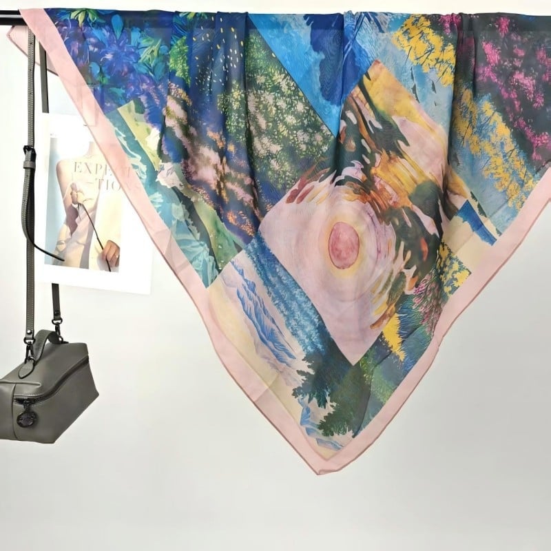 Шал Mercerized памук, проста тъкан, дигитален печат, персонализиран стил, лято 2025