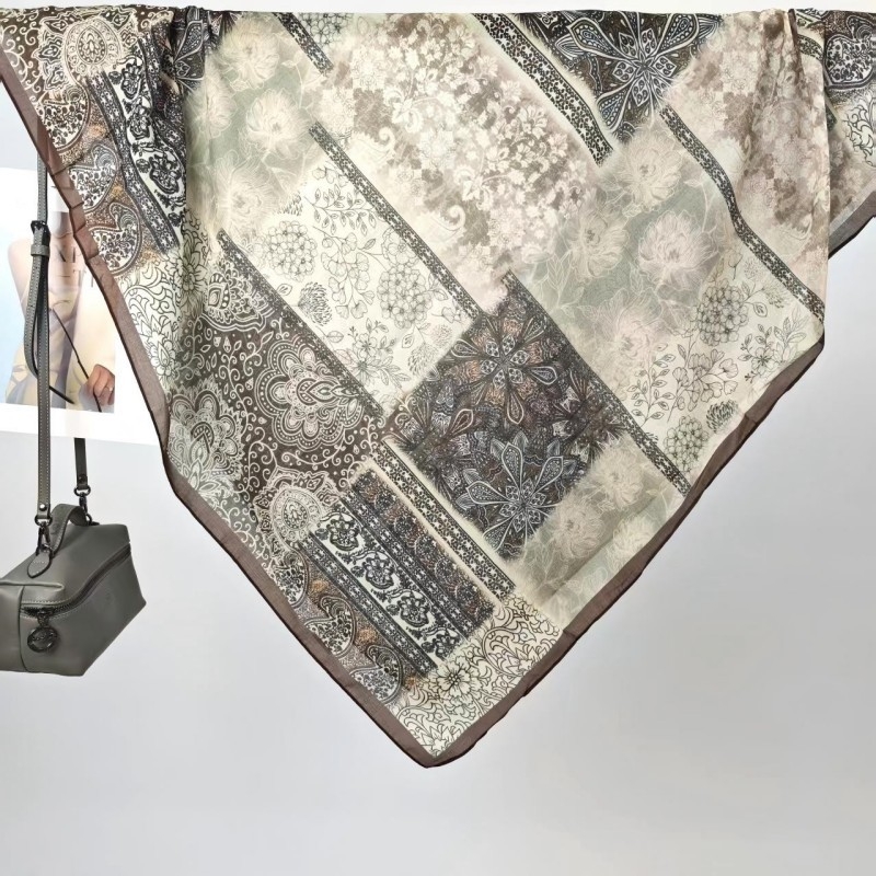 Шал Mercerized памук, проста тъкан, дигитален печат, персонализиран стил, лято 2025