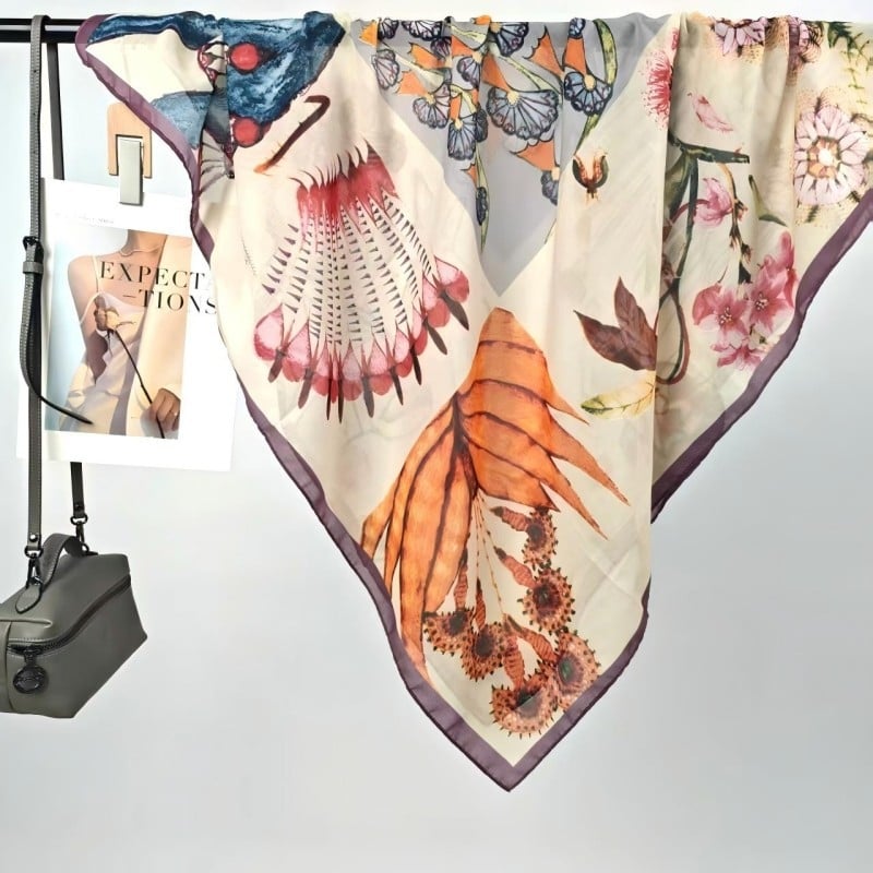 Шал Mercerized памук, проста тъкан, дигитален печат, персонализиран стил, лято 2025