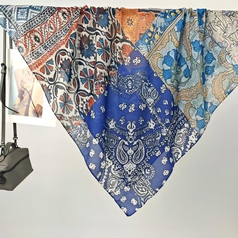 Шал Mercerized памук, проста тъкан, дигитален печат, персонализиран стил, лято 2025
