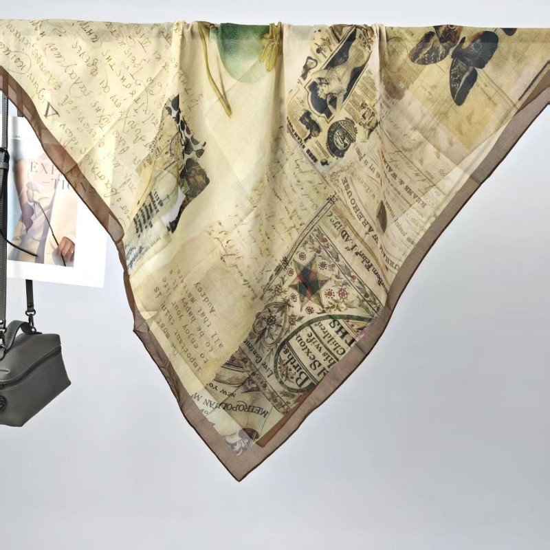 Шал Mercerized памук, проста тъкан, дигитален печат, персонализиран стил, лято 2025