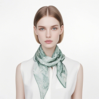 Копринен шал Georgette за жени, професионален офис стил, дълъг тесен модел (100% коприна, crepe тъкан, печат, лято)