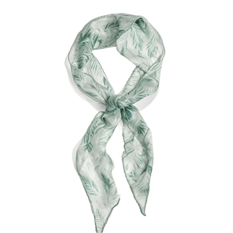 Копринен шал Georgette за жени, професионален офис стил, дълъг тесен модел (100% коприна, crepe тъкан, печат, лято)