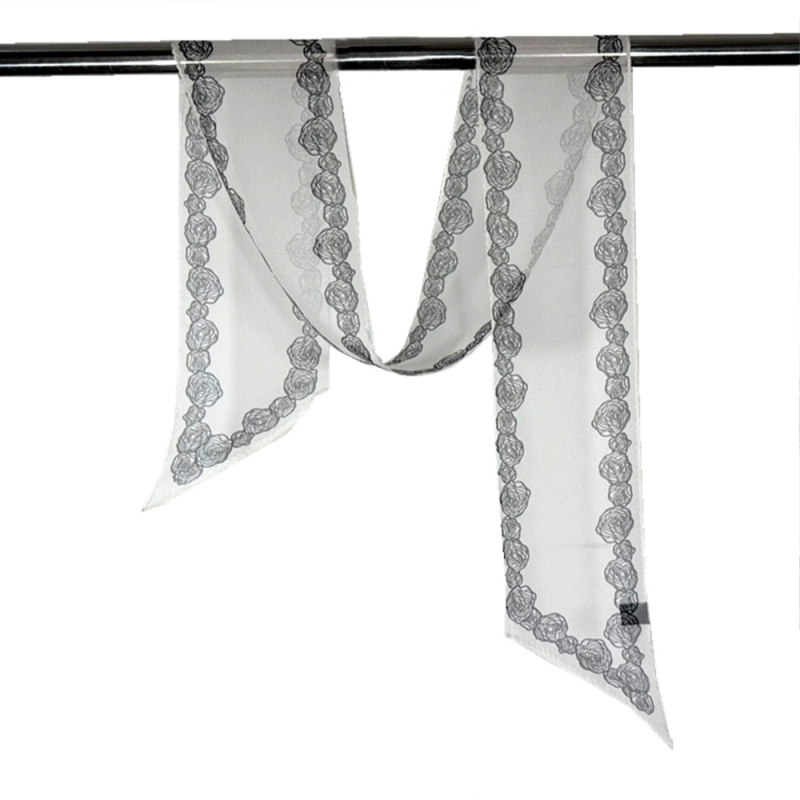 Копринен шал Georgette за жени, професионален офис стил, дълъг тесен модел (100% коприна, crepe тъкан, печат, лято)