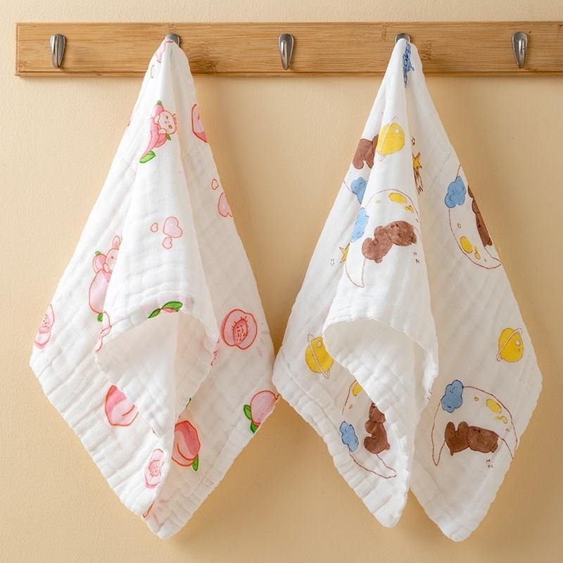 Sejas dvielis no tīras kokvilnas marles, 100D diegs, drukas process, atkārtoti lietojams