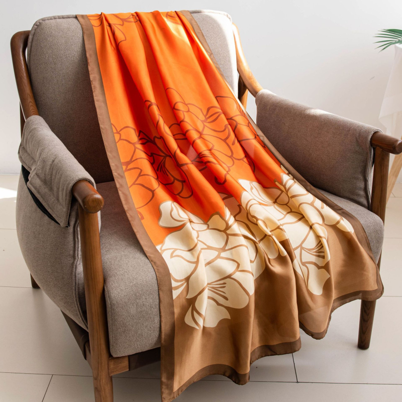 Huihe poliészter sál, retro nyomással, friss és édes stílus