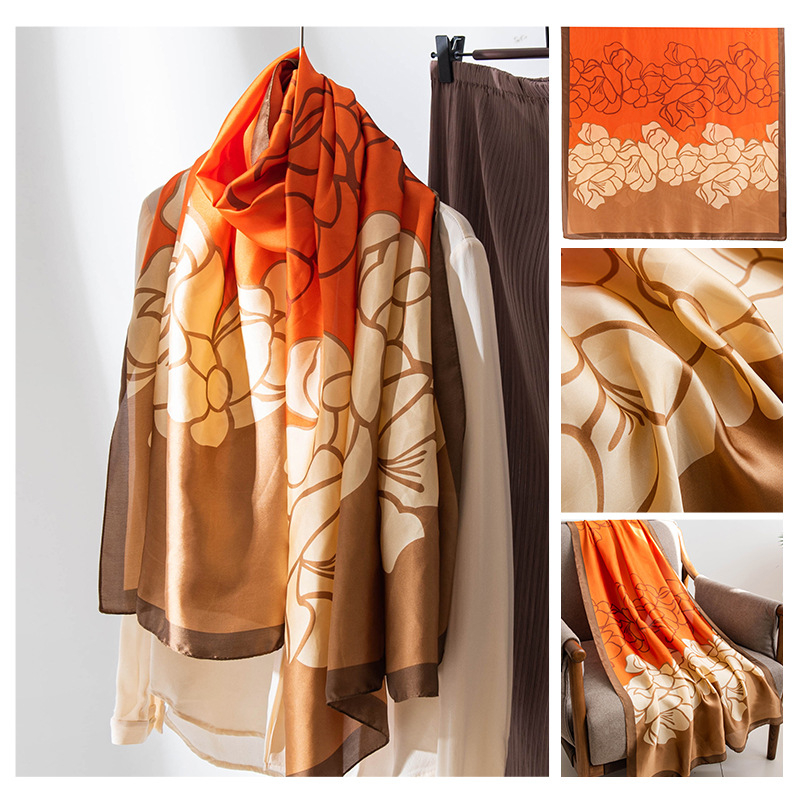 Huihe poliészter sál, retro nyomással, friss és édes stílus