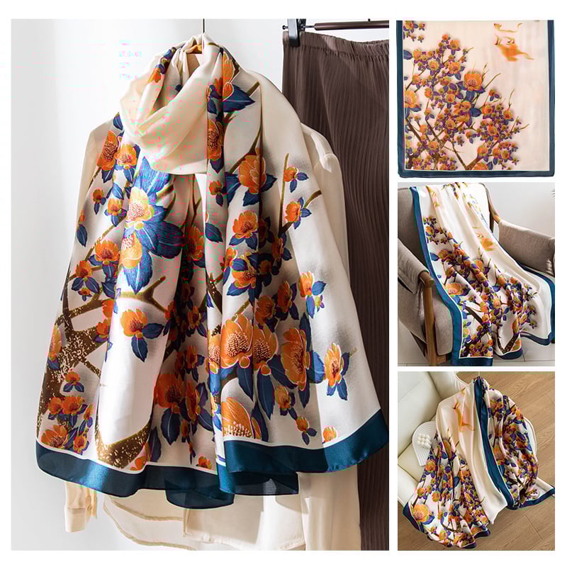 Huihe poliészter sál, retro nyomással, friss és édes stílus