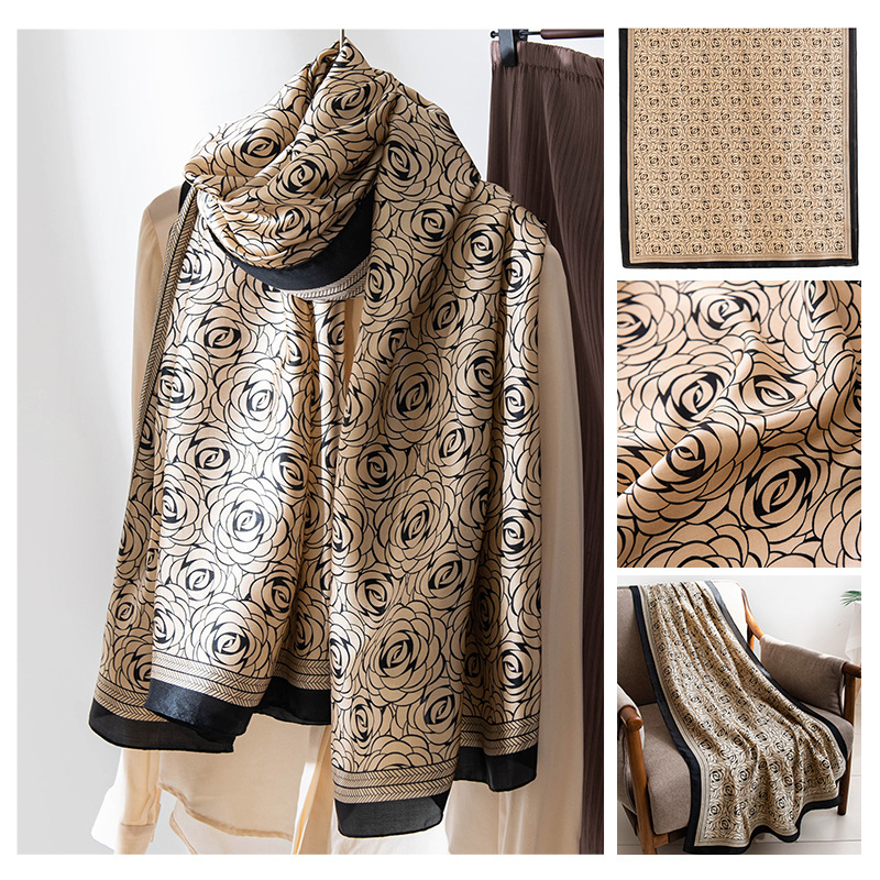 Huihe poliészter sál, retro nyomással, friss és édes stílus