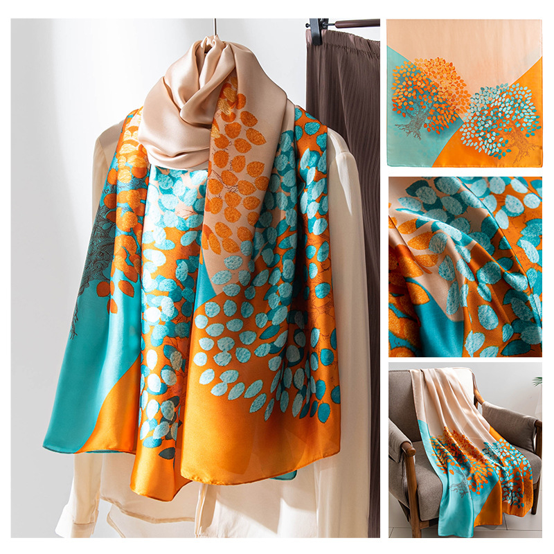 Huihe poliészter sál, retro nyomással, friss és édes stílus