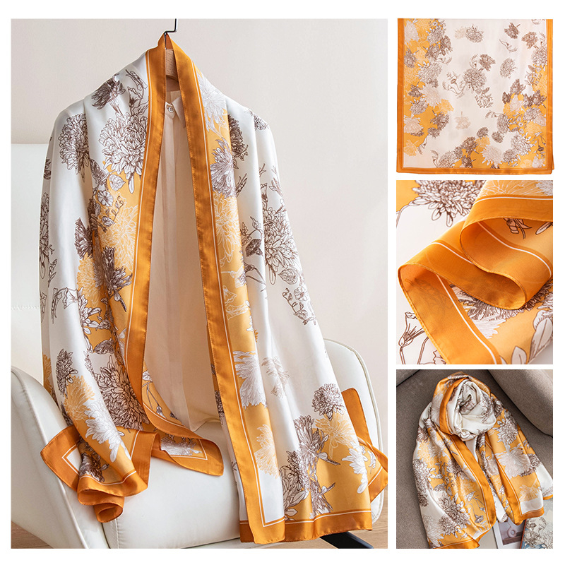 Huihe poliészter sál, retro nyomással, friss és édes stílus