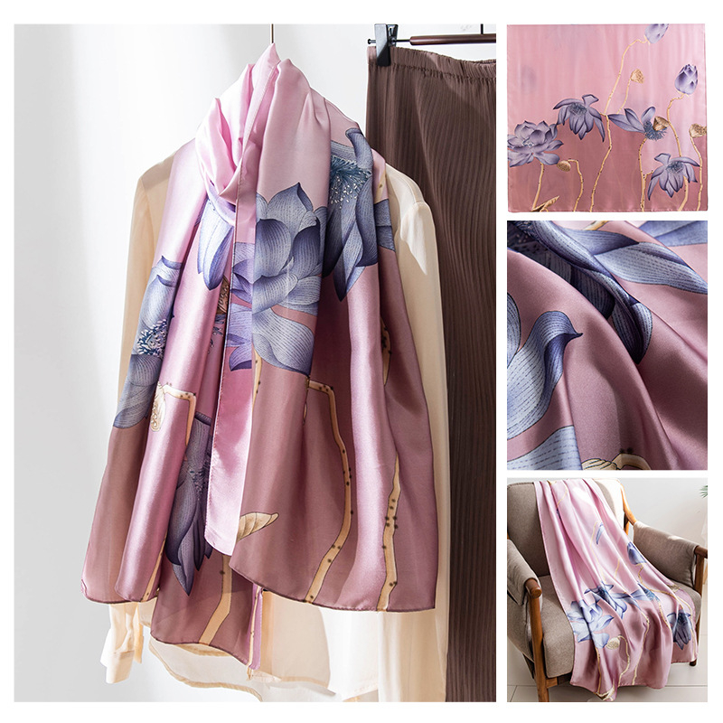 Huihe poliészter sál, retro nyomással, friss és édes stílus