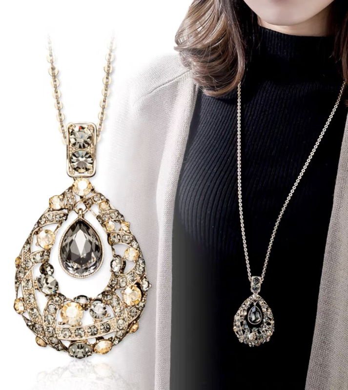 Titánacélból készült nyaklánc elektroplórozott felülettel, pulóver-stílusú lánccal, medál cink ötvözetből, forma: virág / U-alakú / más, nőknek